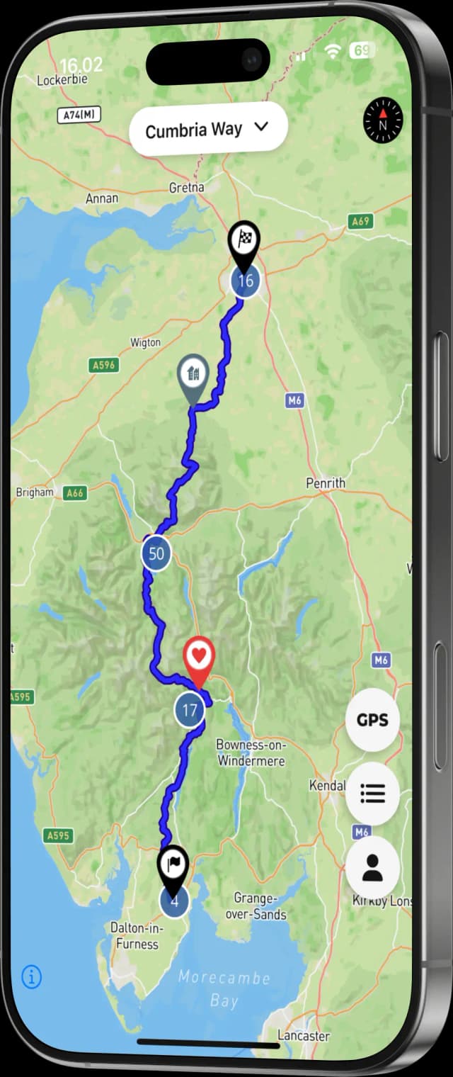 Phone showing the app